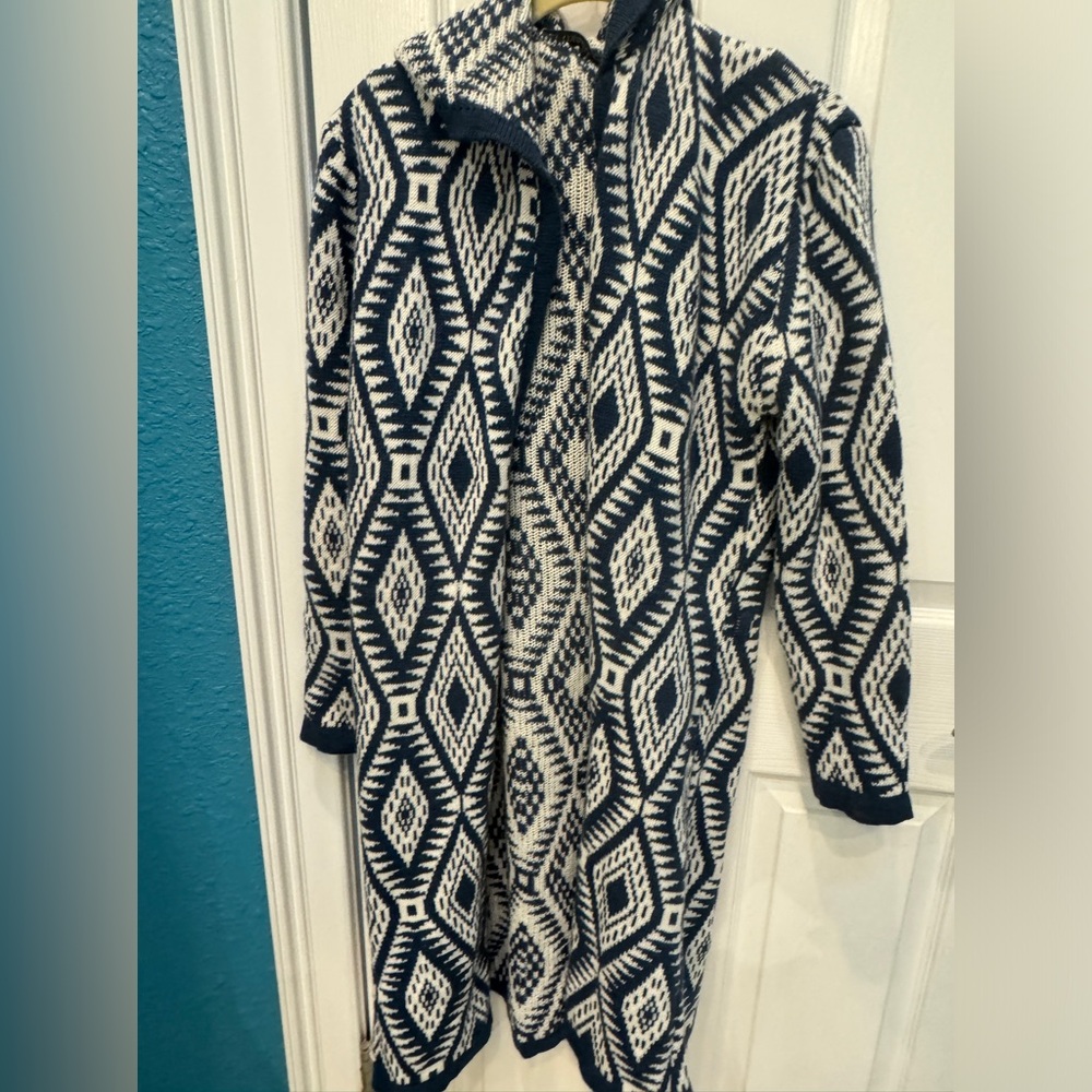 Hooded mid length cardigan size small Missell brand